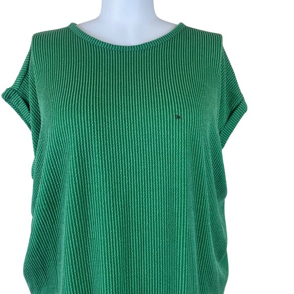 Maurices Women’s Green Ribbed Knit Short Sleeve Top Relaxed Fit Size 3x - New - Picture 6 of 11